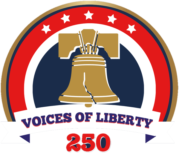 Voices of Liberty 250 logo: the Liberty Bell with stars and a banner